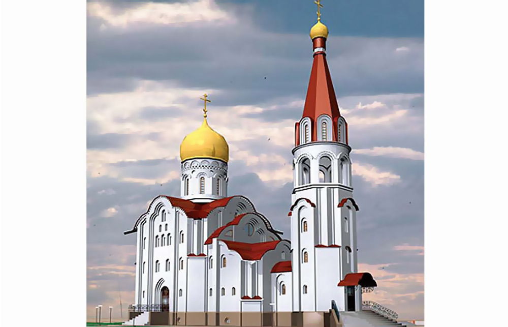 Проект церкви однокупольной с колокольней